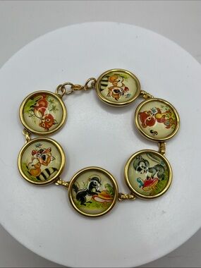 Retro Woodland Animal Panel Link Bracelet Attributed to Designs From The Deep